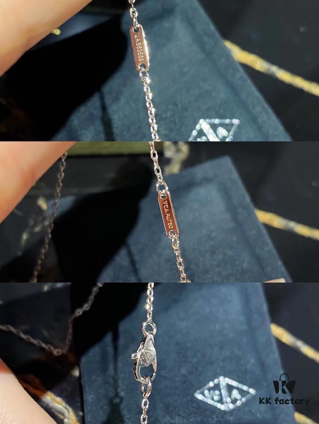 Vca Mini Full Diamond Four-Leaf Clover Necklace