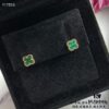 Upgraded Version ZP Open V Gold Plated with Mimi Gold, Long-Lasting Color Retention - VCA Van Cleef & Arpels Mini Natural Malachite Four-Leaf Clover Stud Earrings with Original Saucer Backs