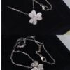 925 VCA Clove Necklace, Breaking the Classic VCA Four-Leaf Clover Design, Full Diamond Style Particularly Flattering and Versatile
