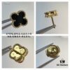 VCA Clovers Mini Black Onyx Earrings with Flying Saucer Backs, ZP Gold Plated V Gold Upgrade Version