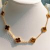 VCA Alhumbra Vintage Ten-Flower Yellow Gold Tiger's Eye Necklace