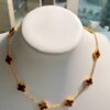 VCA Alhumbra Vintage Ten-Flower Yellow Gold Tiger's Eye Necklace