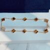 VCA Alhumbra Vintage Ten-Flower Yellow Gold Tiger's Eye Necklace