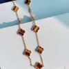 VCA Alhumbra Vintage Ten-Flower Yellow Gold Tiger's Eye Necklace
