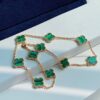 VCA Alhumbra Vintage Ten-Flower Yellow Gold Malachite Necklace