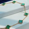 VCA Alhumbra Vintage Ten-Flower Yellow Gold Malachite Necklace