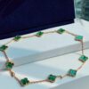 VCA Alhumbra Vintage Ten-Flower Yellow Gold Malachite Necklace