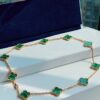 VCA Alhumbra Vintage Ten-Flower Yellow Gold Malachite Necklace