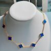 VCA Alhumbert Vintage Ten-Flower Yellow Gold Blue Chalcedony Necklace