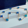 VCA Alhumbert Vintage Ten-Flower Yellow Gold Blue Chalcedony Necklace