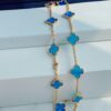 VCA Alhumbert Vintage Ten-Flower Yellow Gold Blue Chalcedony Necklace
