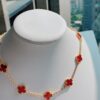 VCA Alhumbra Vintage Ten-Flower Yellow Gold Carnelian Necklace