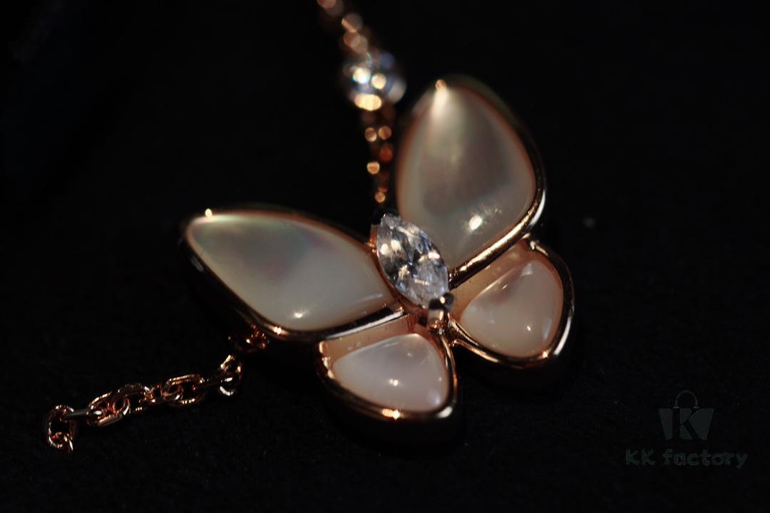 FanJia Two Butterfly Series Collar Necklace ZP, Luxury V-Gold Plated Jewelry with Imported Swarovski Stones