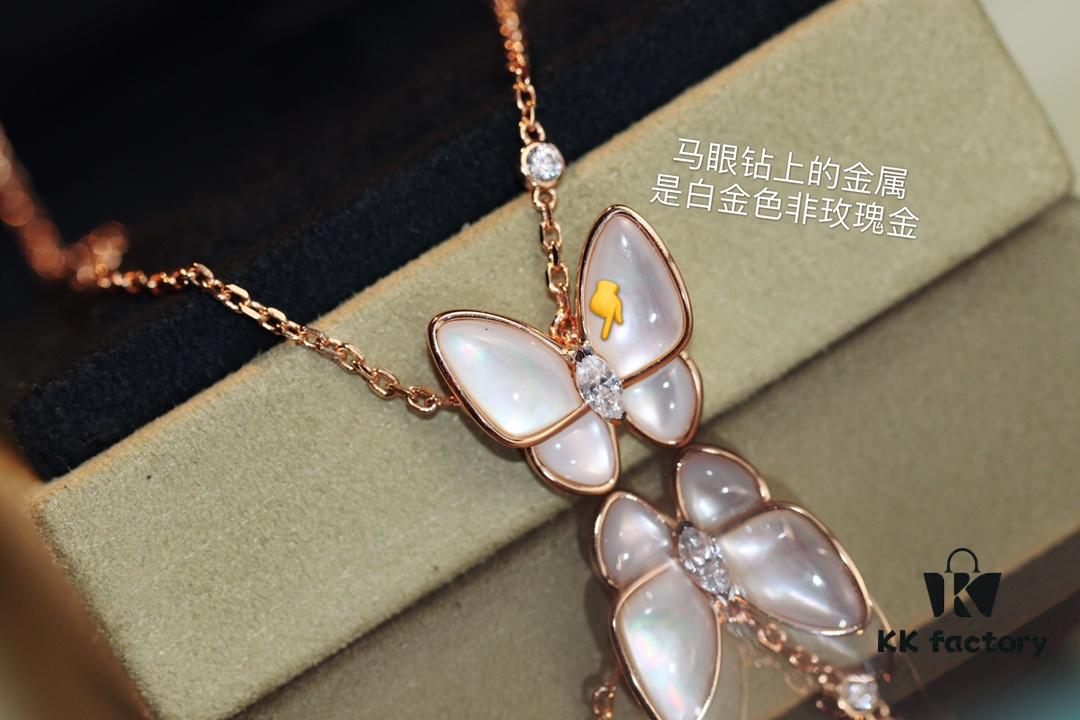 FanJia Two Butterfly Series Collar Necklace ZP, Luxury V-Gold Plated Jewelry with Imported Swarovski Stones