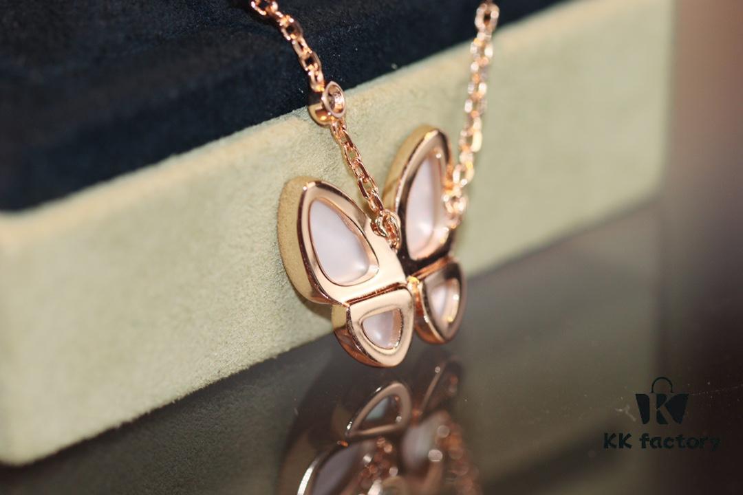 FanJia Two Butterfly Series Collar Necklace ZP, Luxury V-Gold Plated Jewelry with Imported Swarovski Stones