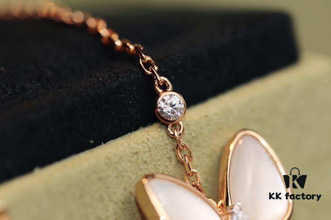 FanJia Two Butterfly Series Collar Necklace ZP, Luxury V-Gold Plated Jewelry with Imported Swarovski Stones