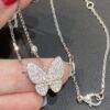 VCA Clover Full Diamond Butterfly Necklace in White Gold Tone