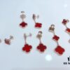 Clover Red Agate Set with Bracelet, Necklace, Sweater Chain, Stud Earrings, and Earrings
