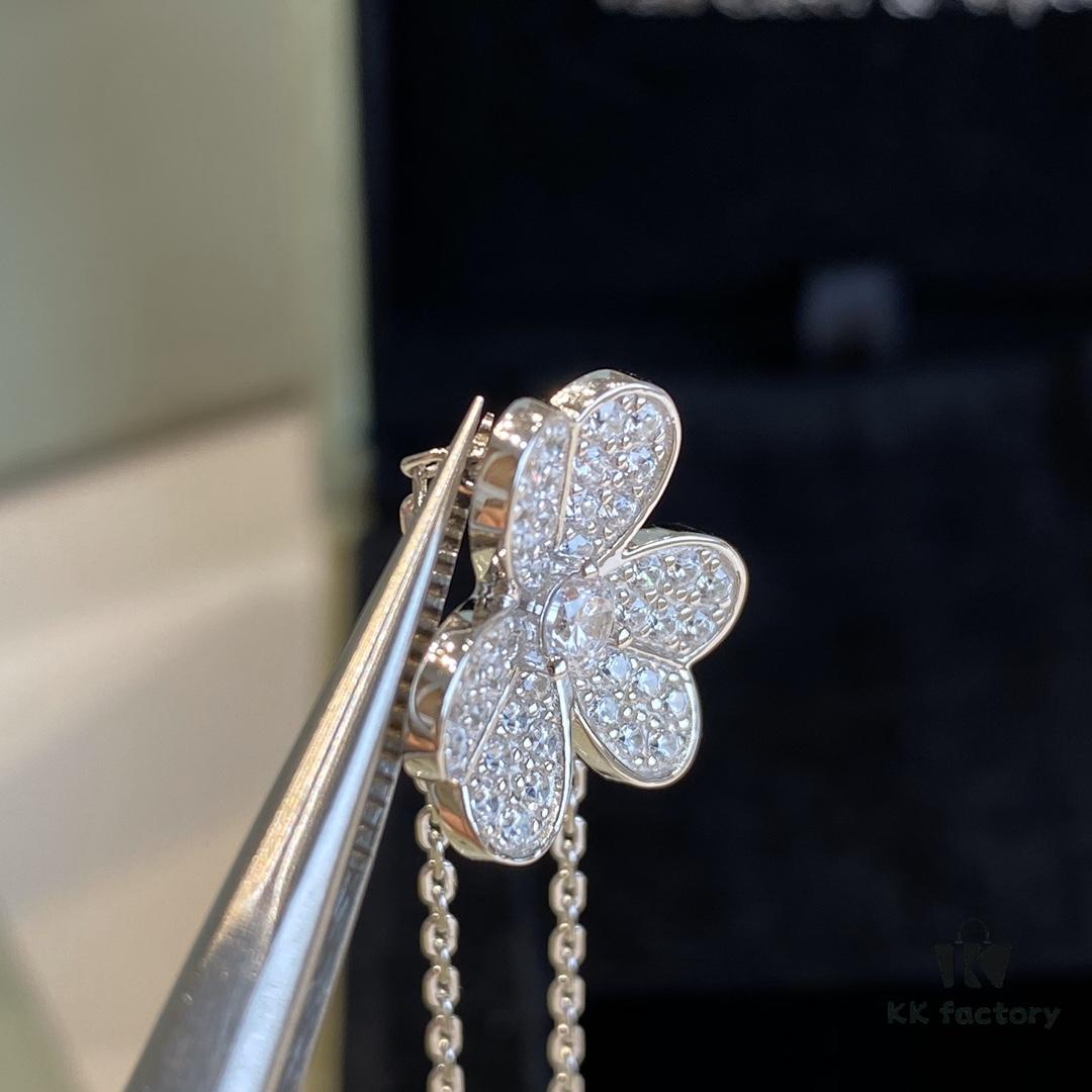 VCA Clover Necklace, Delicate Feminine Style Collarbone Necklace, Silver Only, ZP Custom Edition