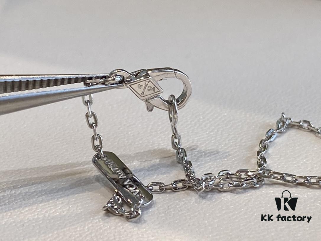 VCA Clover Necklace, Delicate Feminine Style Collarbone Necklace, Silver Only, ZP Custom Edition