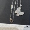 VCA Clover Full Diamond Butterfly Necklace in White Gold Tone