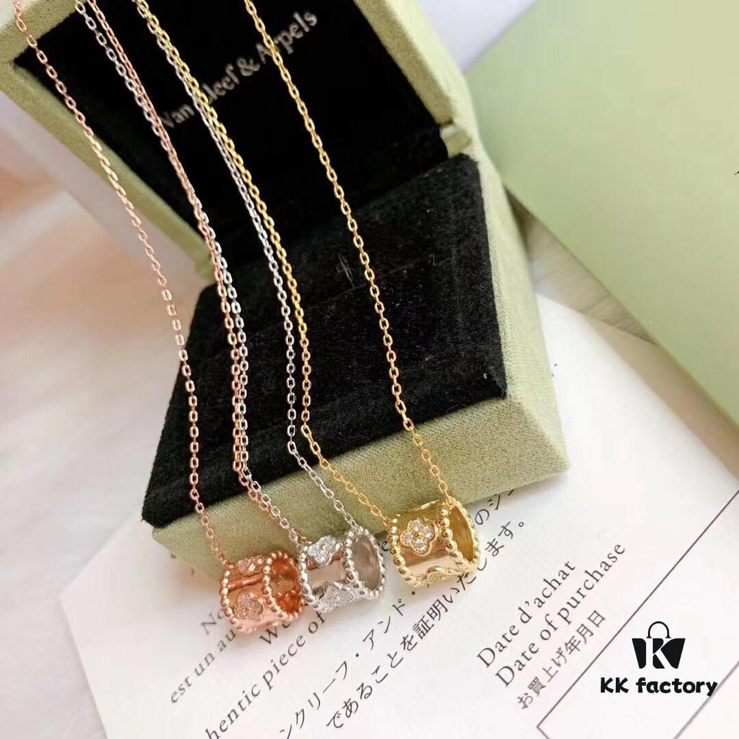 Van Cleef & Arpels-inspired Kaleidoscope Necklace, Custom Plated 18K Gold with Zirconia, Italian Imported Chain, Three Color Options Available