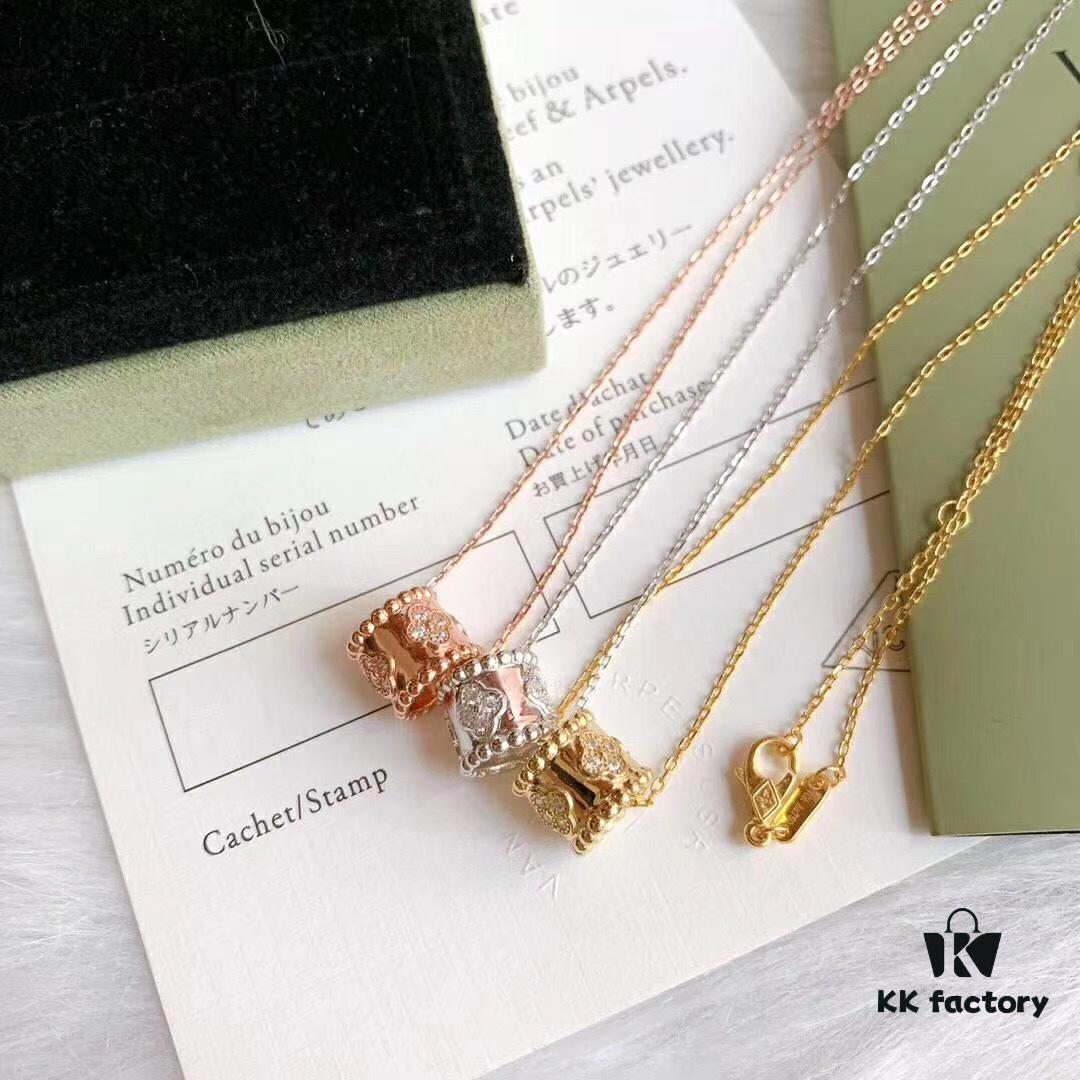 Van Cleef & Arpels-inspired Kaleidoscope Necklace, Custom Plated 18K Gold with Zirconia, Italian Imported Chain, Three Color Options Available