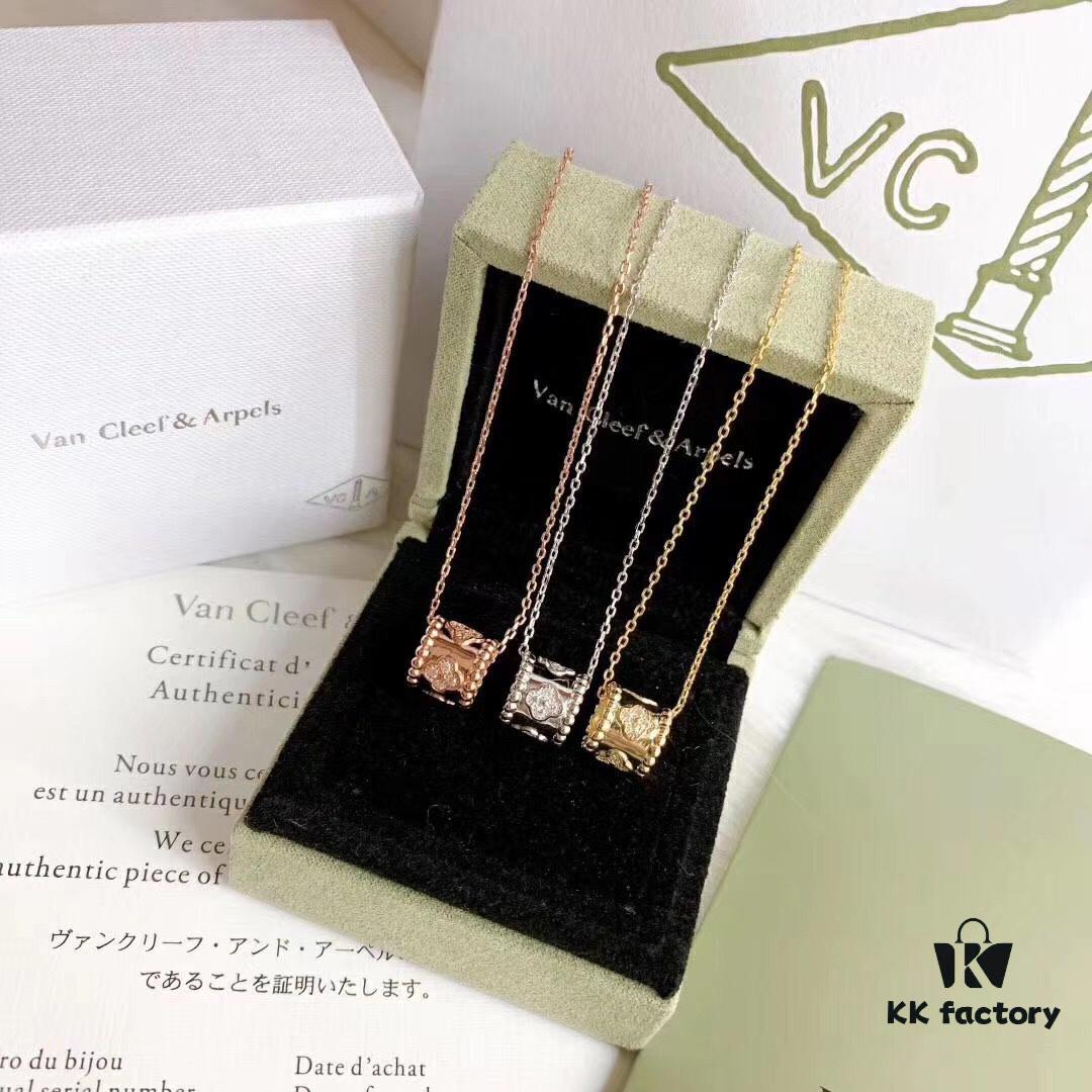 Van Cleef & Arpels-inspired Kaleidoscope Necklace, Custom Plated 18K Gold with Zirconia, Italian Imported Chain, Three Color Options Available