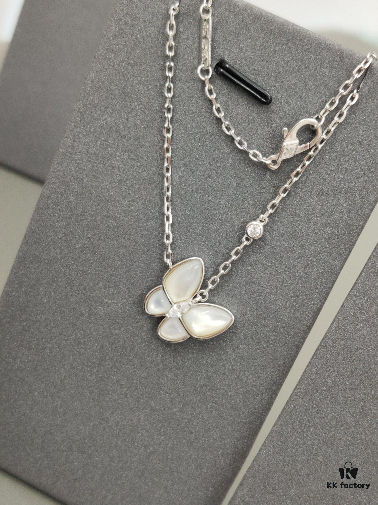VCA 3D Butterfly White Mother-of-Pearl Pendant Necklace, Classic Jewelry-Grade Design