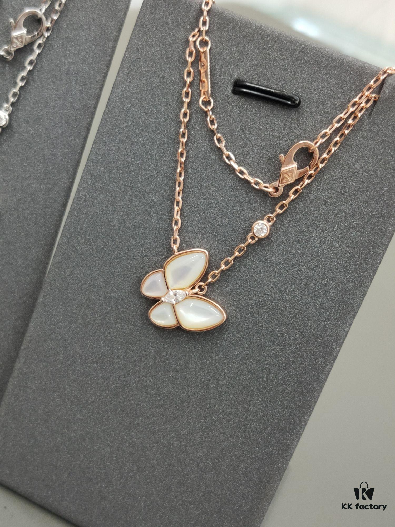 VCA 3D Butterfly White Mother-of-Pearl Pendant Necklace, Classic Jewelry-Grade Design