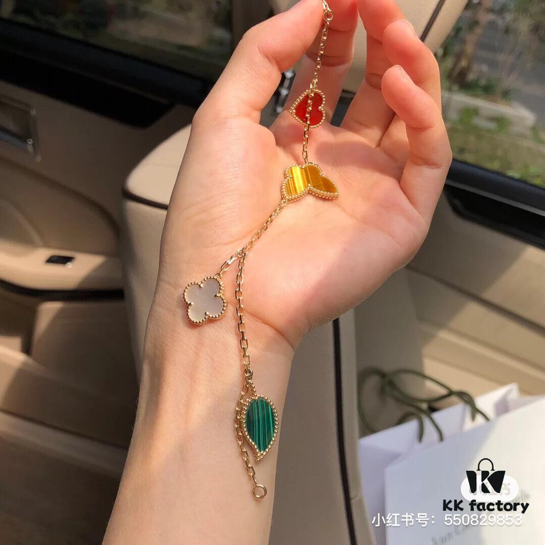 Lucky Bracelet with Clover, Leaf, Heart, and Butterfly Charms