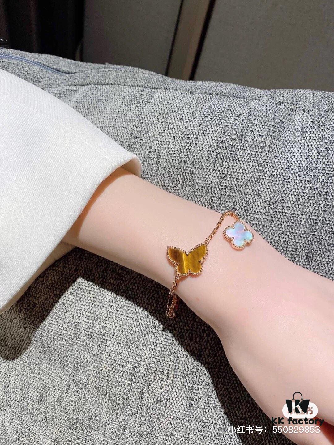 Lucky Bracelet with Clover, Leaf, Heart, and Butterfly Charms