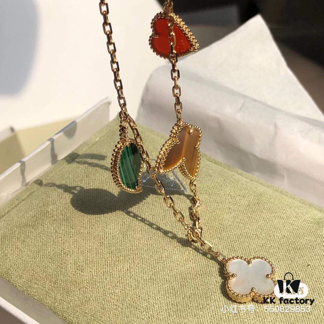 Lucky Bracelet with Clover, Leaf, Heart, and Butterfly Charms