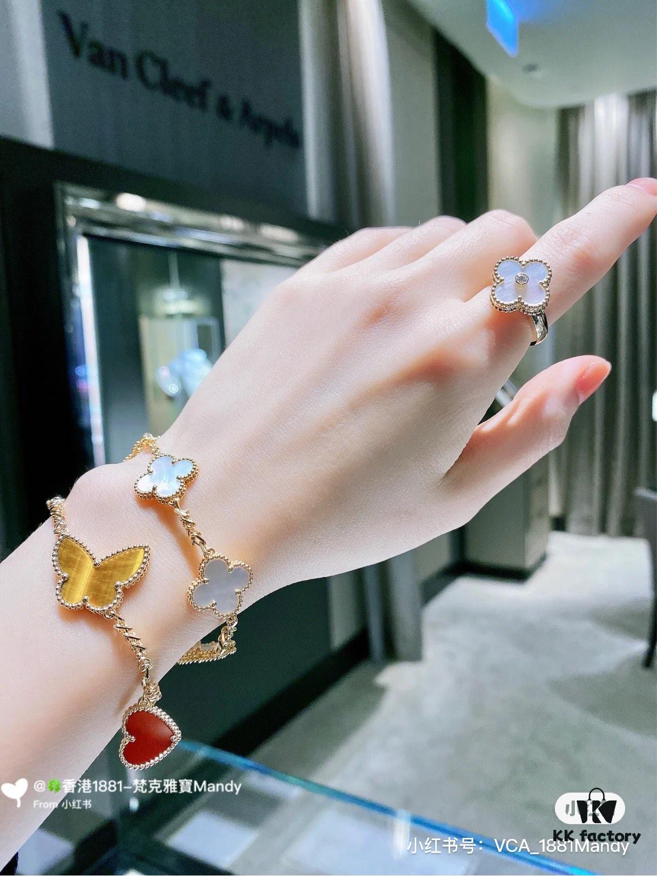 Lucky Bracelet with Clover, Leaf, Heart, and Butterfly Charms