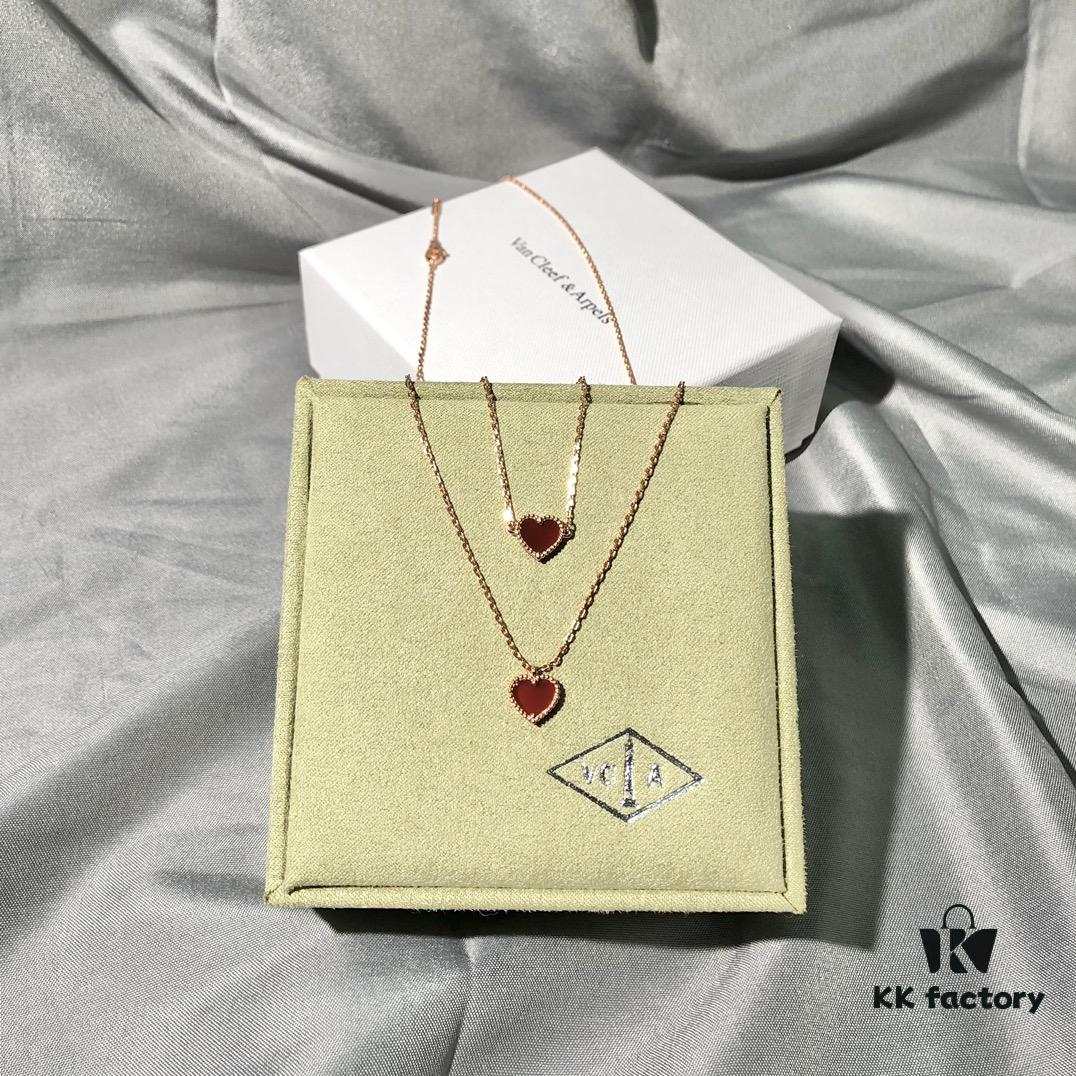 Rose Gold Combo: Red Carnelian Heart Bracelet and Necklace