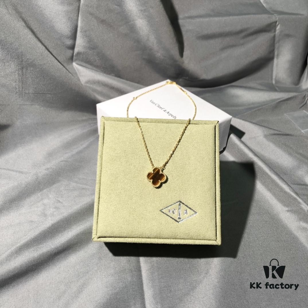 Necklace · Gold Series: Tiger's Eye Four-Leaf Clover / White Mother-of-Pearl Four-Leaf Clover / Red Carnelian Four-Leaf Clover / Black Onyx Four-Leaf Clover