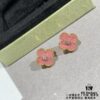 New Arrival V Gold High Version Rhodonite VCA Clover Stud Earrings