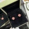 New Arrival V Gold High Version Rhodonite VCA Clover Stud Earrings