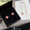 New Arrival V Gold High Version Rhodonite VCA Clover Stud Earrings