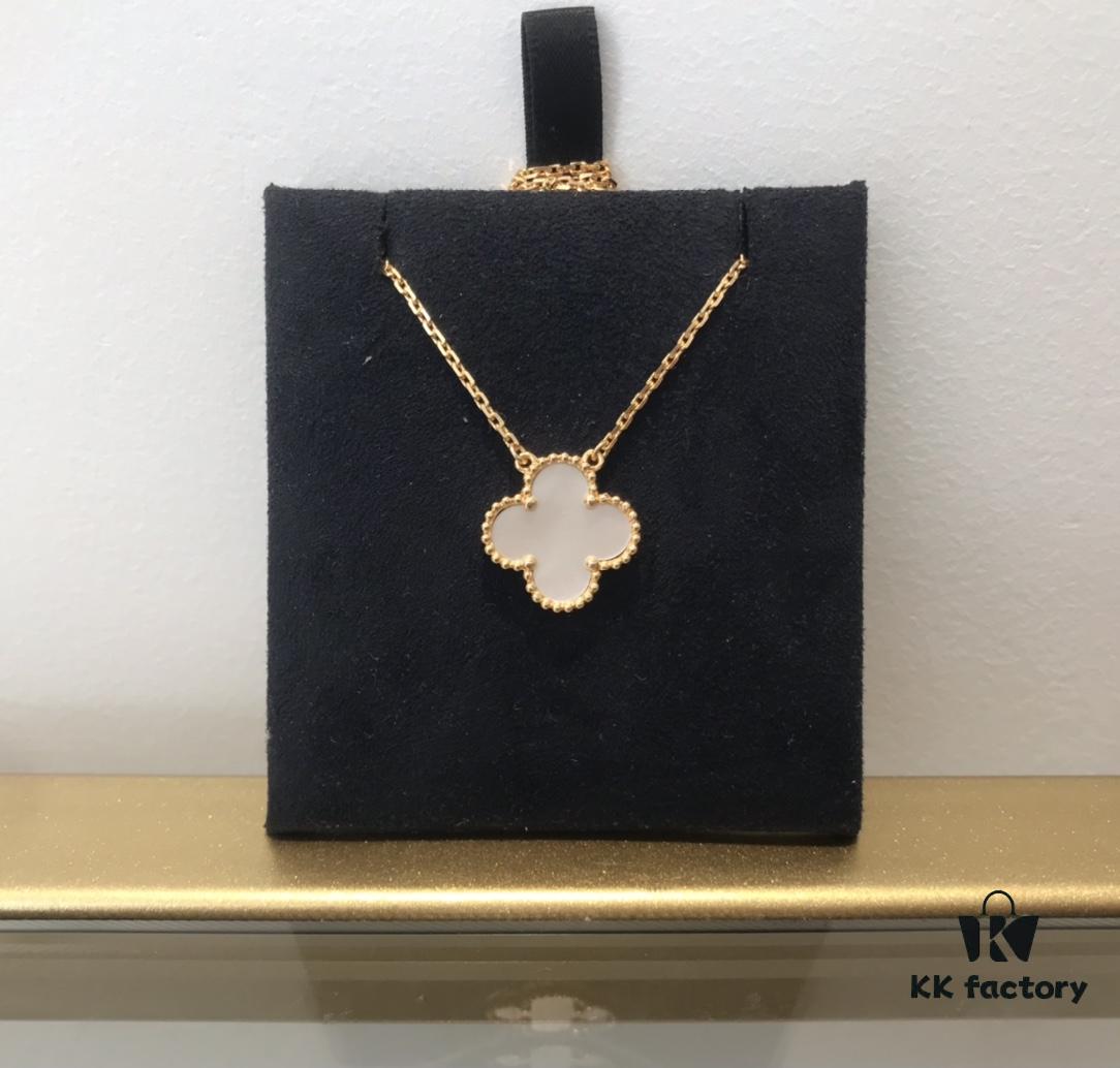 Medium Four-Leaf Clover Necklace Collection - Diamond-Paved Top-Quality Sterling Silver 18K Gold Plated