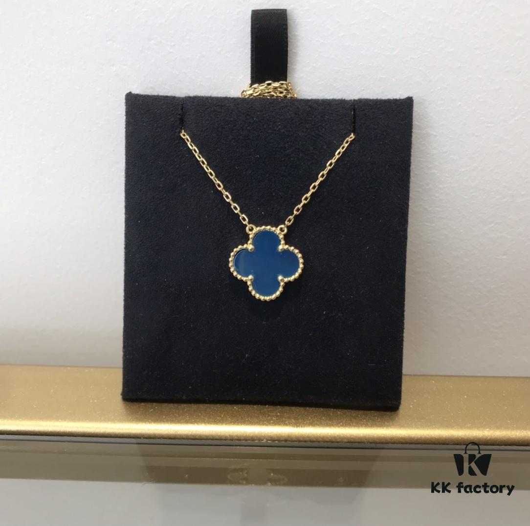 Medium Four-Leaf Clover Necklace Collection - Diamond-Paved Top-Quality Sterling Silver 18K Gold Plated