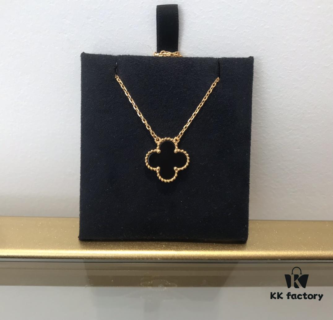 Medium Four-Leaf Clover Necklace Collection - Diamond-Paved Top-Quality Sterling Silver 18K Gold Plated