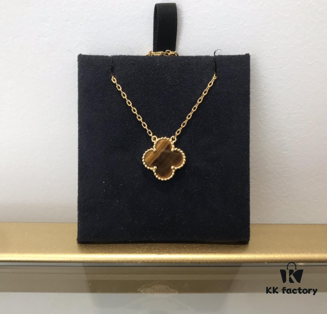 Medium Four-Leaf Clover Necklace Collection - Diamond-Paved Top-Quality Sterling Silver 18K Gold Plated