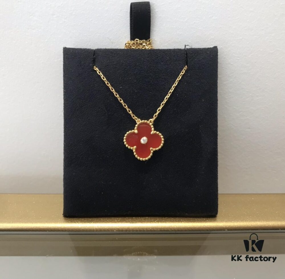 Medium Four-Leaf Clover Necklace Collection - Diamond-Paved Top-Quality Sterling Silver 18K Gold Plated