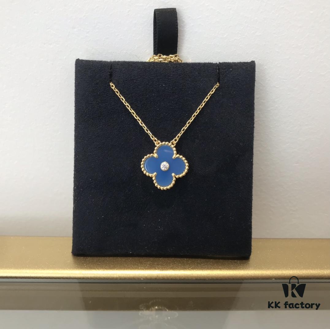 Medium Four-Leaf Clover Necklace Collection - Diamond-Paved Top-Quality Sterling Silver 18K Gold Plated