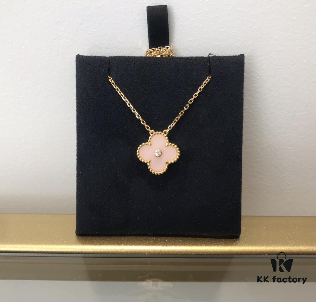 Medium Four-Leaf Clover Necklace Collection - Diamond-Paved Top-Quality Sterling Silver 18K Gold Plated