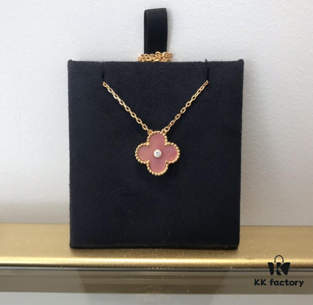Medium Four-Leaf Clover Necklace Collection - Diamond-Paved Top-Quality Sterling Silver 18K Gold Plated