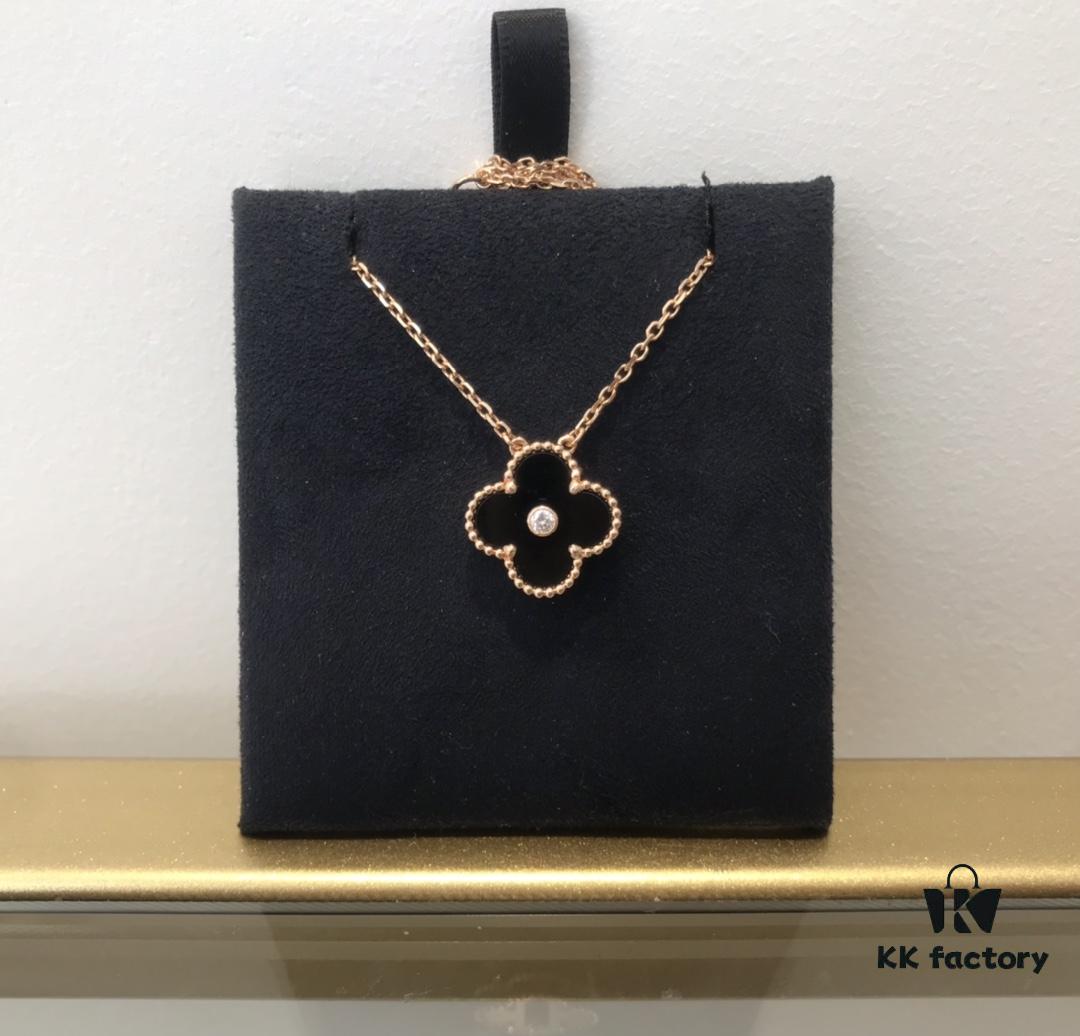 Medium Four-Leaf Clover Necklace Collection - Diamond-Paved Top-Quality Sterling Silver 18K Gold Plated
