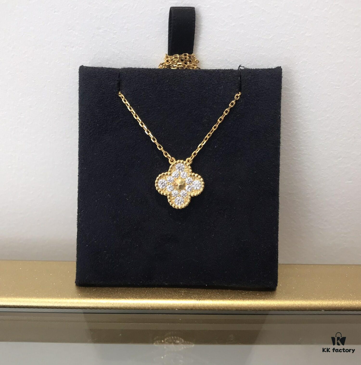 Medium Four-Leaf Clover Necklace Collection - Diamond-Paved Top-Quality Sterling Silver 18K Gold Plated
