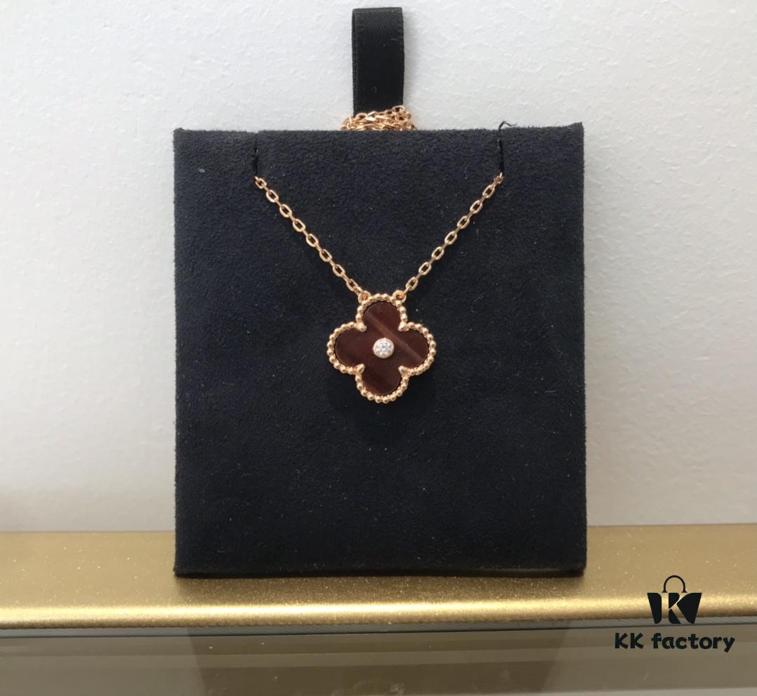 Medium Four-Leaf Clover Necklace Collection - Diamond-Paved Top-Quality Sterling Silver 18K Gold Plated